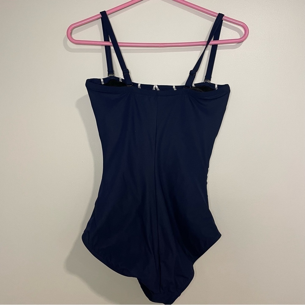 Gottex Navy/White adjustable strap or strapless one piece bathing suit 6 - Picture 4 of 5